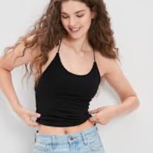 AE Strappy-Go-Lucky Cropped Tank - BLACK